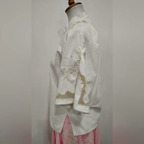 EMBROIDERED COTTON PEASANT BLOUSE - Picture 4 of 7